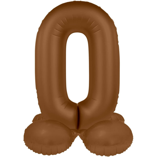 0 Jaar Cijfer Ballon Bruin Mat 72cm van Folat koop je bij Partywinkel