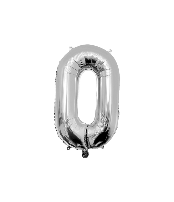 0 Jaar Cijfer Ballon Zilver Leeg 86cm van Paper Dreams koop je bij Partywinkel
