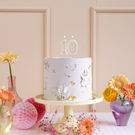 0 Jaar Kaars Beige 10cm van Partydeco koop je bij Partywinkel