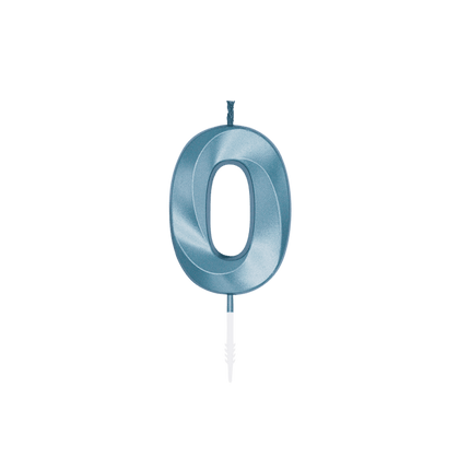 0 Jaar Kaars Blauw Metallic 6cm van WeFiesta koop je bij Partywinkel