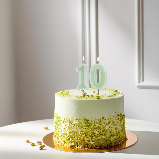 0 Jaar Kaars Mintgroen 10cm van Partydeco koop je bij Partywinkel