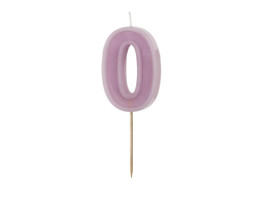 0 Jaar Kaars Paars 10cm van Partydeco koop je bij Partywinkel
