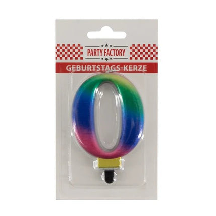 0 Jaar Kaars Regenboog 8cm van VDV Benefit koop je bij Partywinkel