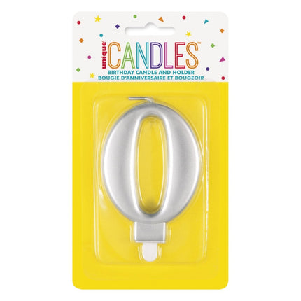 0 Jaar Kaars Zilver van Unique koop je bij Partywinkel