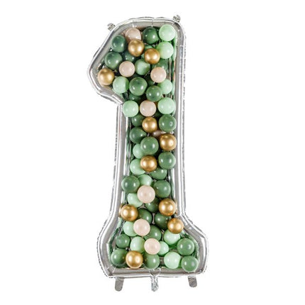 1 Jaar Ballon Frame Zilver 1,26m van Partydeco koop je bij Partywinkel