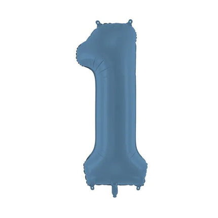 1 Jaar Cijfer Ballon Blauw Mat Leeg 86cm van Partydeco koop je bij Partywinkel