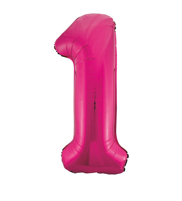 1 Jaar Cijfer Ballon Fuchsia Leeg 86cm van Unique koop je bij Partywinkel