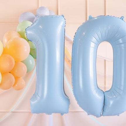 1 Jaar Cijfer Ballon Lichtblauw Leeg 72cm van Partydeco koop je bij Partywinkel