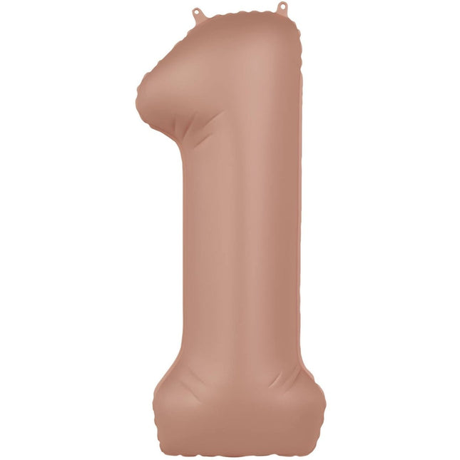 1 Jaar Cijfer Ballon Rose Goud Mat 86cm van Folat koop je bij Partywinkel