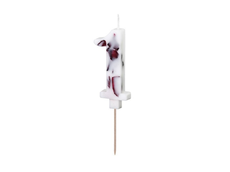 1 Jaar Kaars Bloemblaadjes 8cm van Partydeco koop je bij Partywinkel