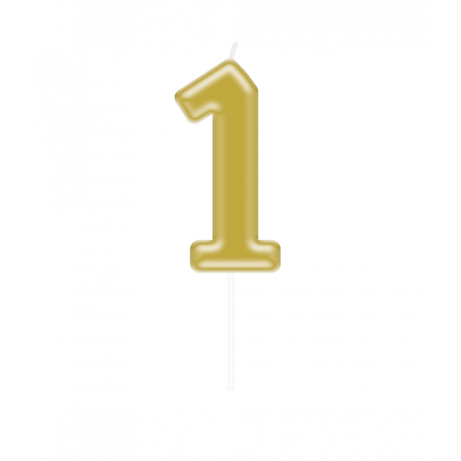 1 Jaar Kaars Goud 10,5cm van Paper Dreams koop je bij Partywinkel