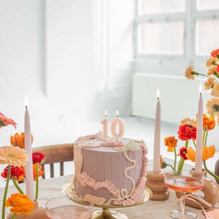 1 Jaar Kaars Lichtroze 10cm van Partydeco koop je bij Partywinkel