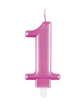 1 Jaar Kaars Roze 12cm van Unique koop je bij Partywinkel