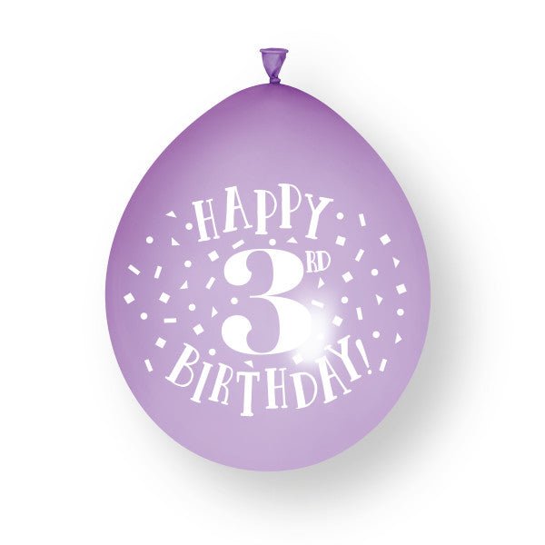 10 stuks Happy 3rd Birthday 23cm latex ballonnen van Unique koop je bij Partywinkel