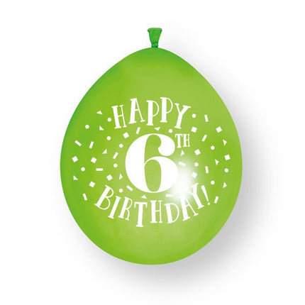 10 stuks Happy 6th Birthday 23cm latex ballonnen van Unique koop je bij Partywinkel