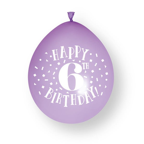 10 stuks Happy 6th Birthday 23cm latex ballonnen van Unique koop je bij Partywinkel