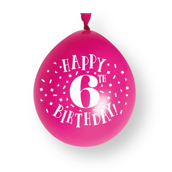 10 stuks Happy 6th Birthday 23cm latex ballonnen van Unique koop je bij Partywinkel