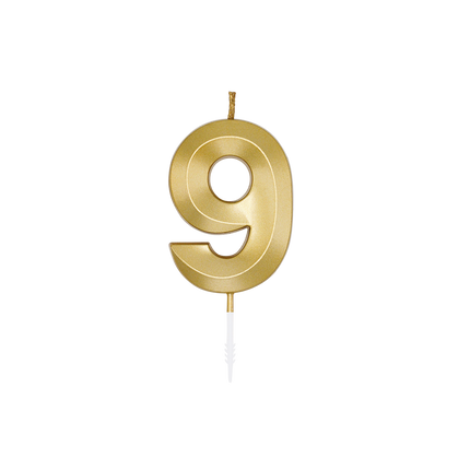 9-vuotissyntymäpäiväkynttilä, kultainen metalliväri, 6 cm