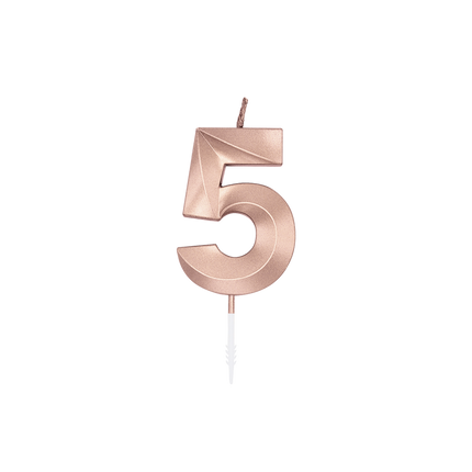 5-vuotispäiväkynttilä, ruusukulta, metallinen, 6 cm