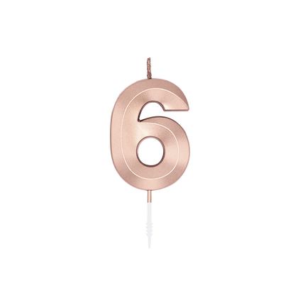 6-vuotissyntymäpäiväkynttilä, ruusukulta, metallinen, 6 cm