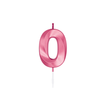 0-vuotissyntymäpäiväkynttilä, vaaleanpunainen metallinhohtoinen, 6 cm