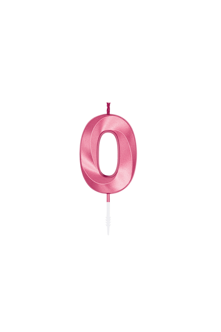0-vuotissyntymäpäiväkynttilä, vaaleanpunainen metallinhohtoinen, 6 cm