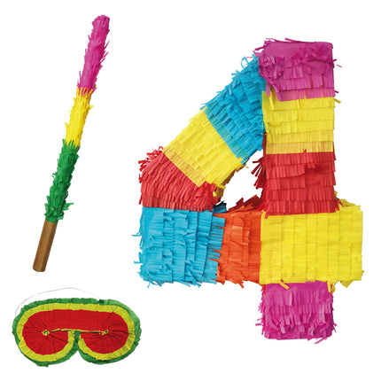 Numero 4 -piñata-setti, 3-osainen, 45 cm