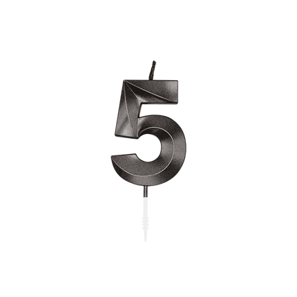 5-vuotispäiväkynttilä, musta metalliväri, 6 cm