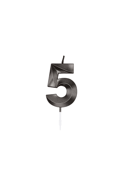 5-vuotispäiväkynttilä, musta metalliväri, 6 cm