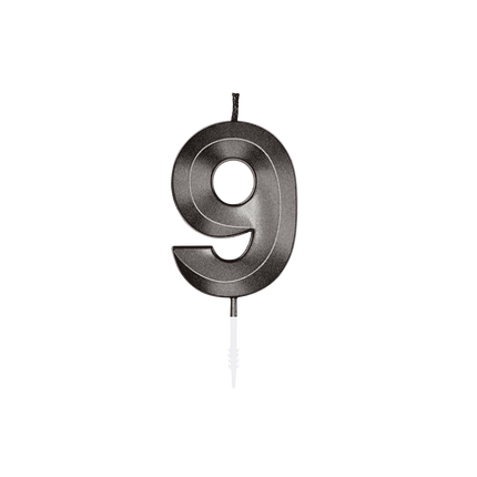 9 Kynttilä, musta metalliväri, 6 cm