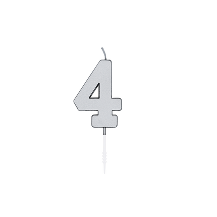 4 kynttilä, hopeametallinen, 4,5 cm