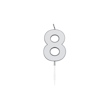 8 kynttilä, hopeametallinen, 4,5 cm