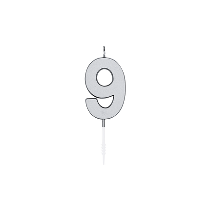 9 kynttilä, hopeametallinen, 4,5 cm