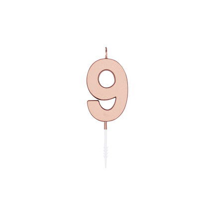 9-vuotissyntymäpäiväkynttilä, ruusukulta, metallinen, 4,5 cm