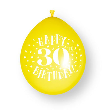 10ct Happy 30th Birthday 23cm Latex Balloons van Unique koop je bij Partywinkel