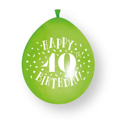 10ct Happy 40th Birthday 23cm Latex Balloons van Unique koop je bij Partywinkel