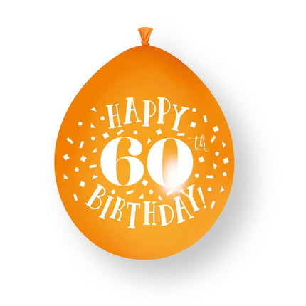10ct Happy 60th Birthday 23cm Latex Balloons van Unique koop je bij Partywinkel