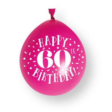 10ct Happy 60th Birthday 23cm Latex Balloons van Unique koop je bij Partywinkel
