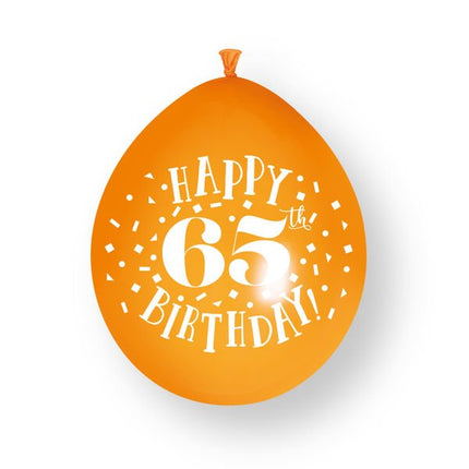 10ct Happy 65th Birthday 23cm Latex Balloons van Unique koop je bij Partywinkel