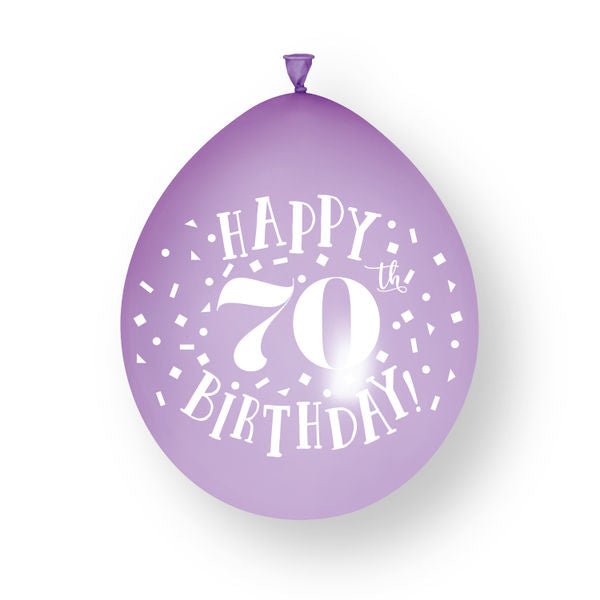 10ct Happy 70th Birthday 23cm Latex Balloons van Unique koop je bij Partywinkel