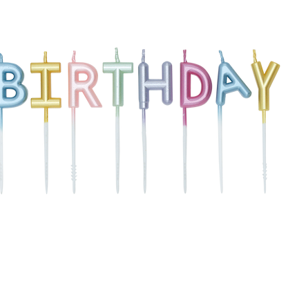 Värilliset kynttilät ”Happy Birthday Pastel”