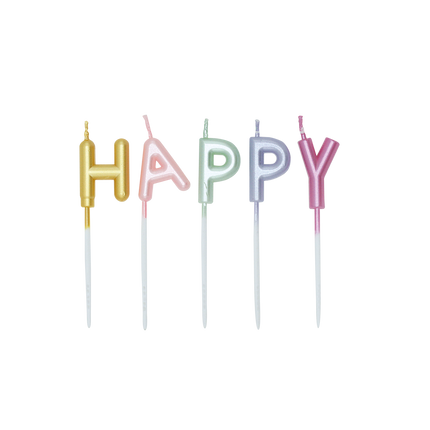 Värilliset kynttilät ”Happy Birthday Pastel”