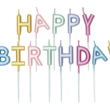 Värilliset kynttilät ”Happy Birthday Pastel”