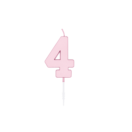 4-vuotissyntymäpäiväkynttilä, vaaleanpunainen pastelli, 4,5 cm