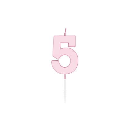 5-vuotissyntymäpäiväkynttilä, vaaleanpunainen pastelli, 4,5 cm