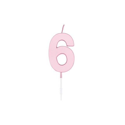 6-vuotissyntymäpäiväkynttilä, vaaleanpunainen pastelli, 4,5 cm