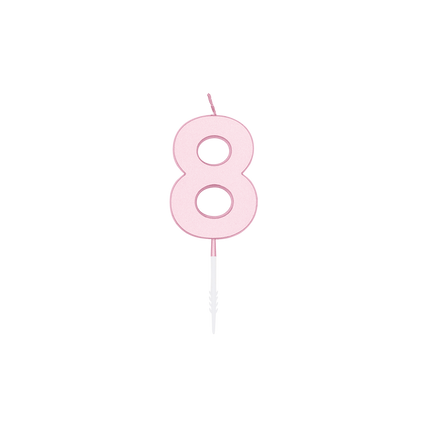 8-vuotissyntymäpäiväkynttilä, vaaleanpunainen pastelli, 4,5 cm