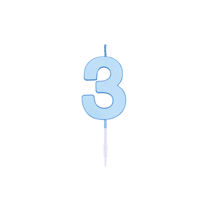 3-vuotissyntymäpäiväkynttilä, sininen pastelli, 4,5 cm