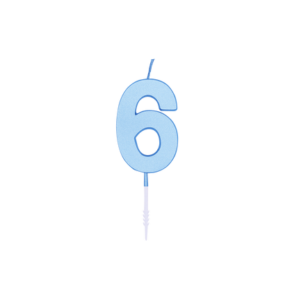 6-vuotissyntymäpäiväkynttilä, sininen pastelli, 4,5 cm