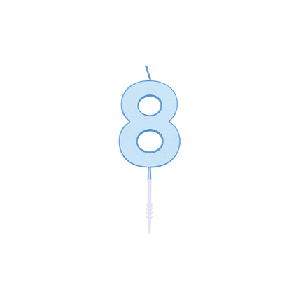 8-vuotissyntymäpäiväkynttilä, sininen pastelli, 4,5 cm